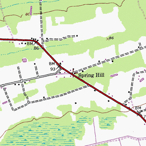 Topographic Map of Spring Hill, SC