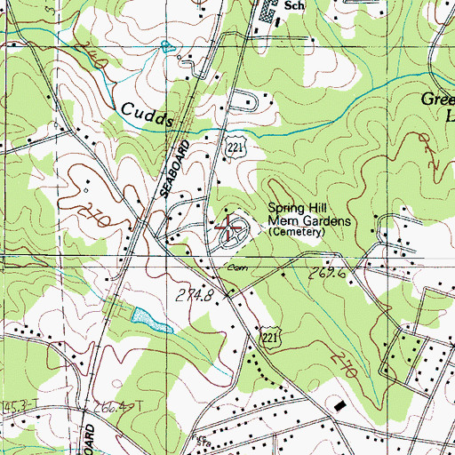Topographic Map of Spring Hill Memorial Gardens, SC