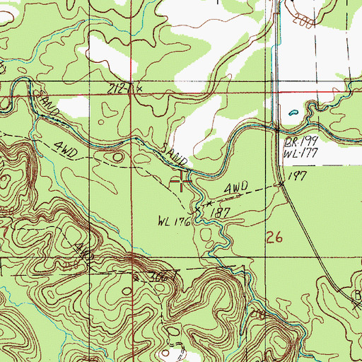 Topographic Map of Middle Creek, AL