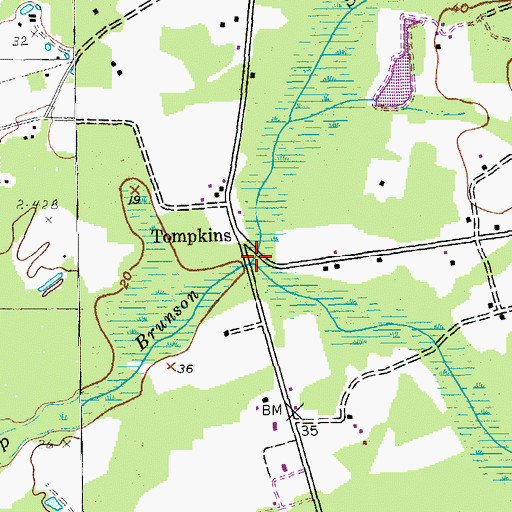 Topographic Map of Spring Swamp, SC