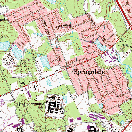 Topographic Map of Springdale, SC