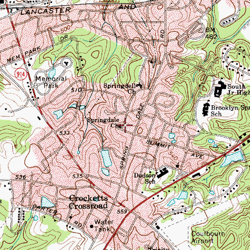 Topographic Map of Springdale Church, SC