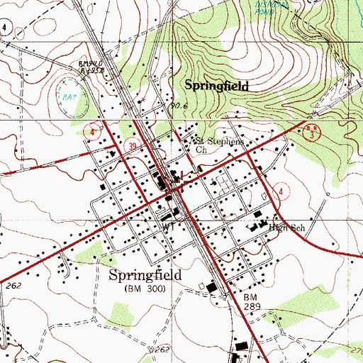 Topographic Map of Springfield, SC