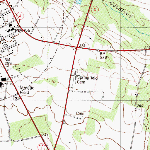 Topographic Map of Springfield Cemetery, SC