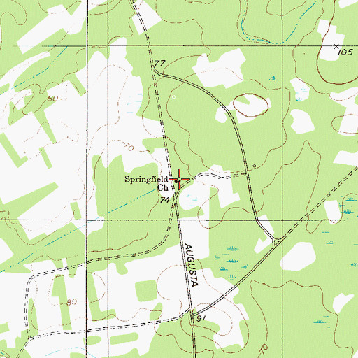 Topographic Map of Springfield Church, SC