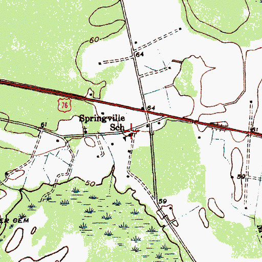 Topographic Map of Springville School, SC