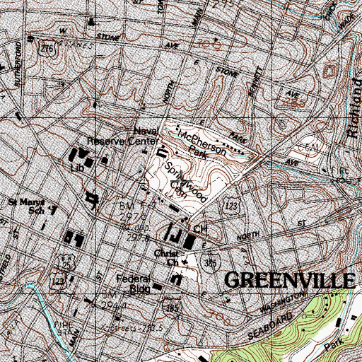 Topographic Map of Springwood Cemetery, SC