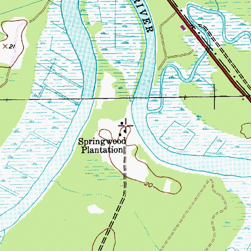 Topographic Map of Springwood Plantation, SC