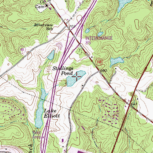 Topographic Map of Stallings Pond, SC