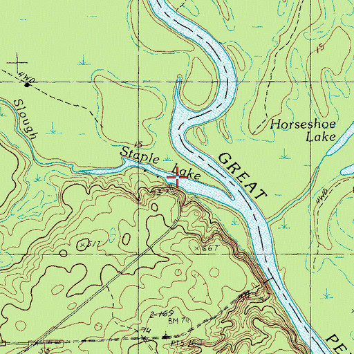 Topographic Map of Staple Lake, SC
