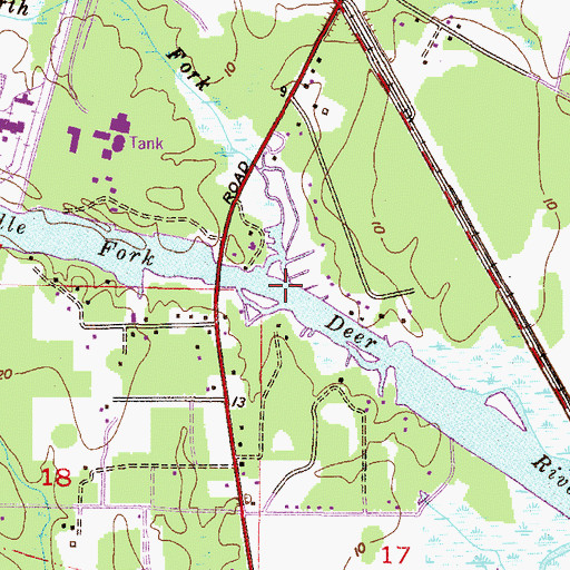 Topographic Map of Middle Fork Deer River, AL