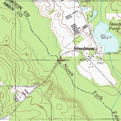 Topographic Map of Steedman Bridge, SC