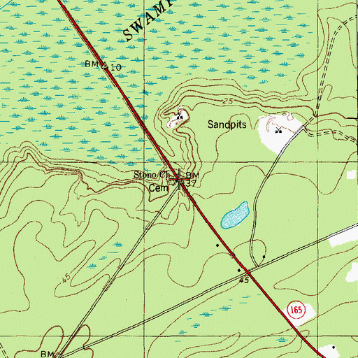 Topographic Map of Stono Church, SC