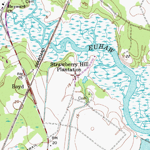 Topographic Map of Strawberry Hill Plantation, SC