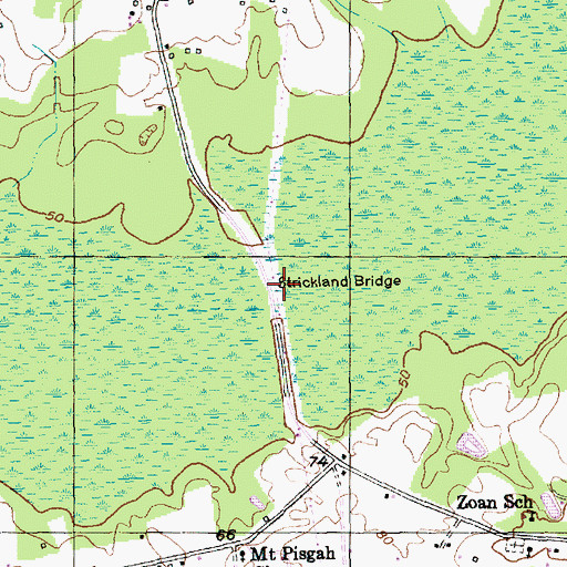 Topographic Map of Strickland Bridge, SC