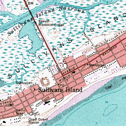 Topographic Map of Sullivans Island, SC