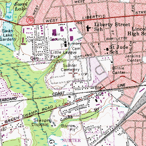 Topographic Map of Sumter Cemetery, SC