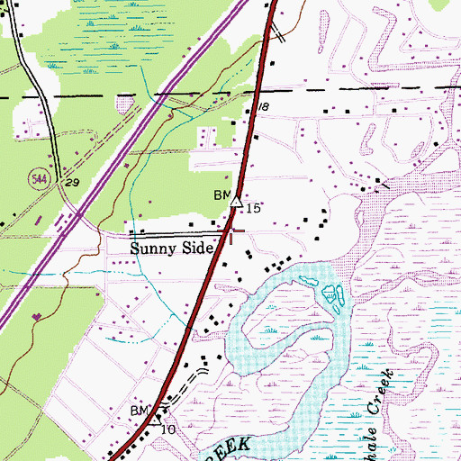 Topographic Map of Sunny Side, SC