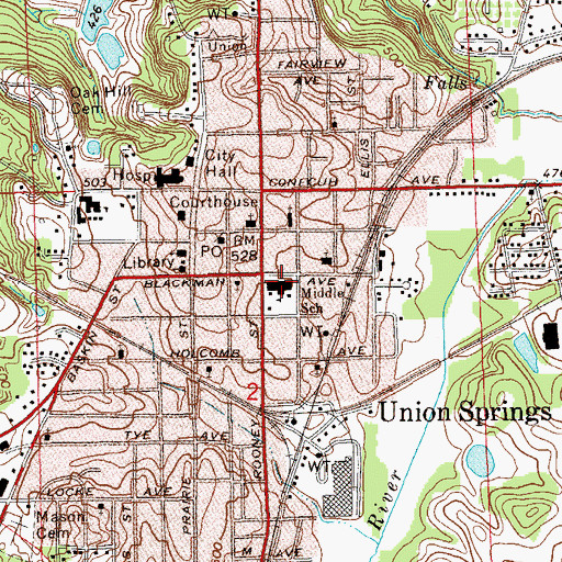 Topographic Map of Middle School, AL