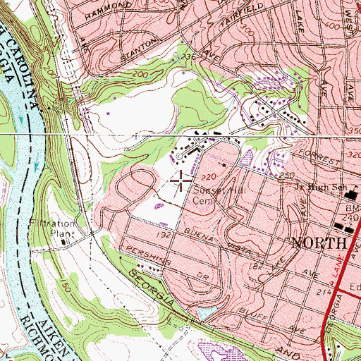 Topographic Map of Sunset Hill Cemetery, SC