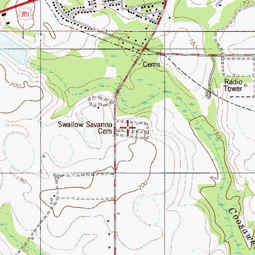 Topographic Map of Swallow Savanna Cemetery, SC