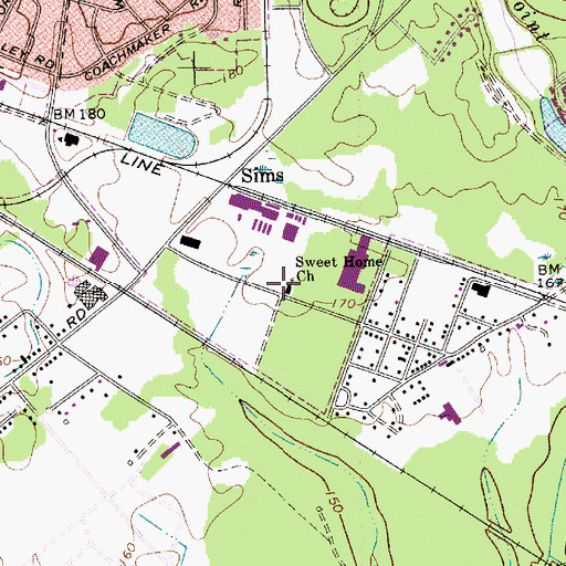 Topographic Map of Sweet Home Church, SC