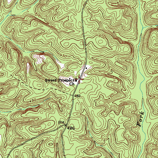 Topographic Map of Sweet Prospect Church, SC