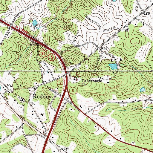 Topographic Map of Tabernacle Church, SC