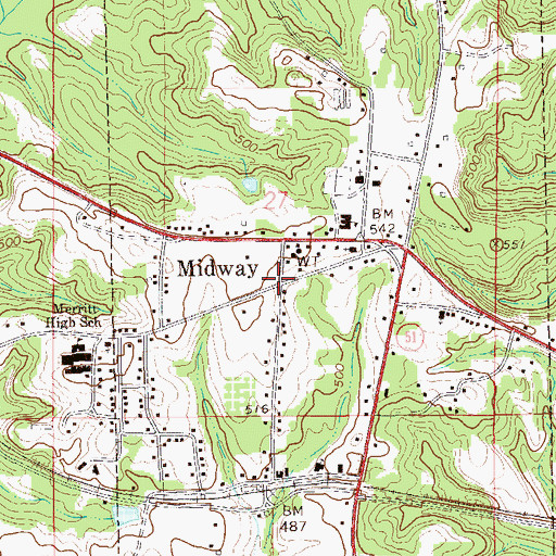 Topographic Map of Midway, AL