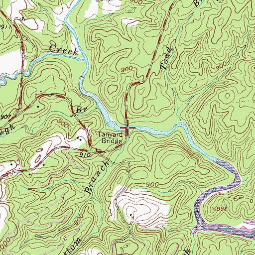 Topographic Map of Tanyard Bridge, SC