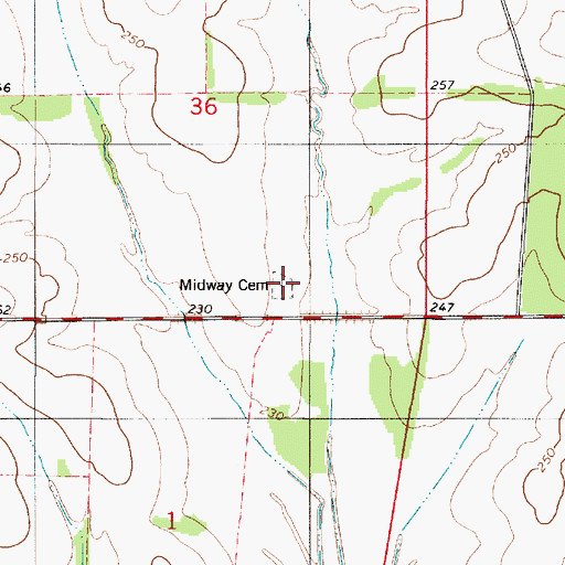 Topographic Map of Midway Cemetery, AL