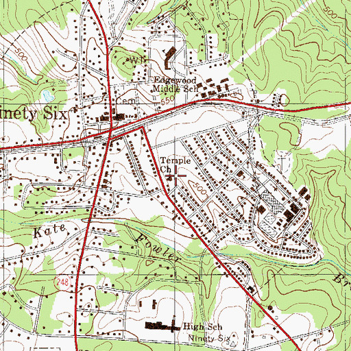 Topographic Map of Temple Church, SC