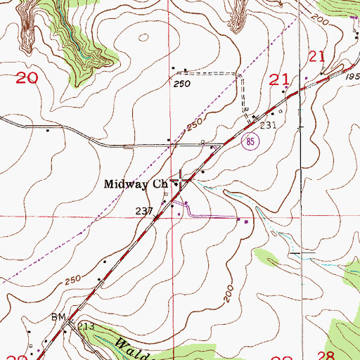 Topographic Map of Midway Church, AL