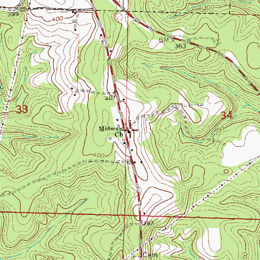 Topographic Map of Midway Church, AL