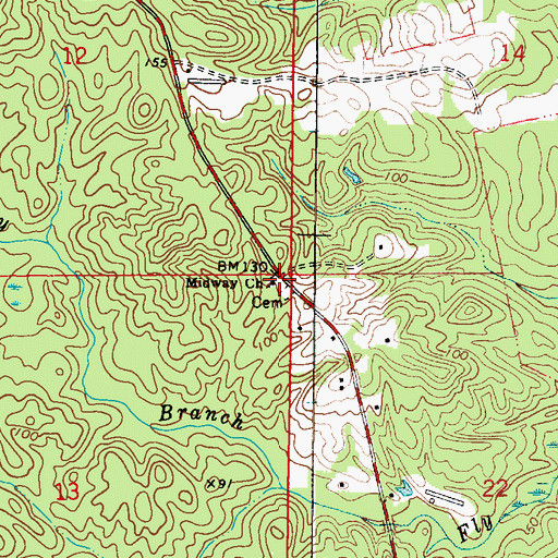 Topographic Map of Midway Church, AL