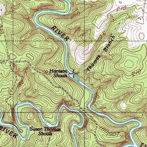 Topographic Map of Thomas Branch, SC