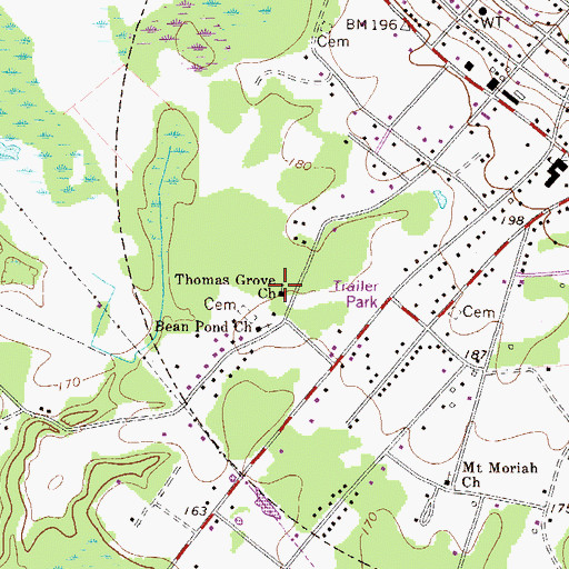 Topographic Map of Thomas Grove Church, SC