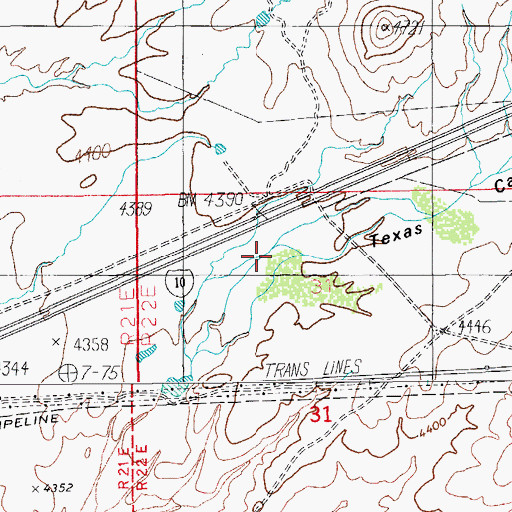 Topographic Map of Texas Canyon, AZ