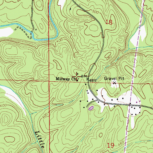 Topographic Map of Midway Church, AL