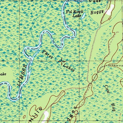 Topographic Map of Three Lakes, SC