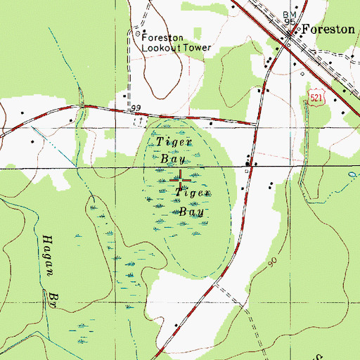 Topographic Map of Tiger Bay, SC