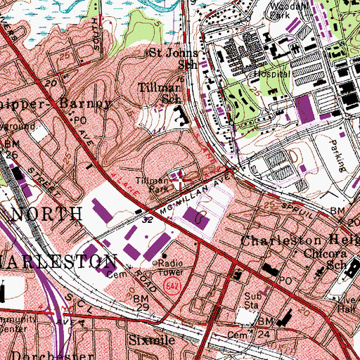 Topographic Map of Tillman Park, SC