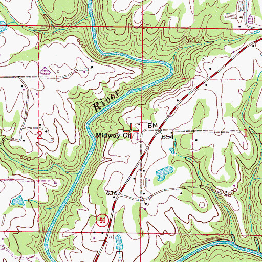 Topographic Map of Midway Church, AL