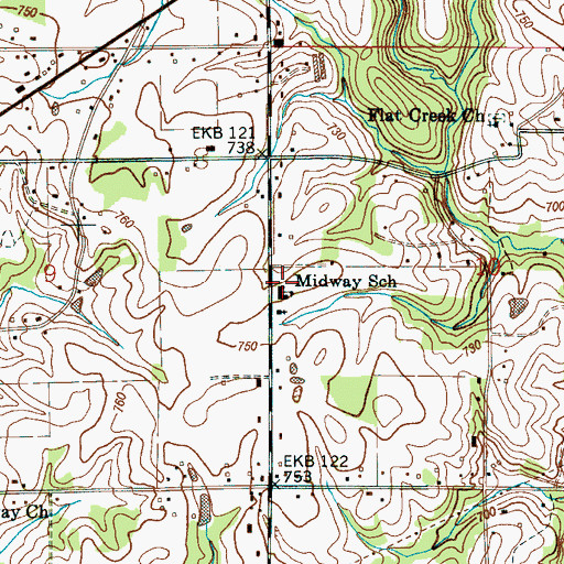 Topographic Map of Midway School, AL