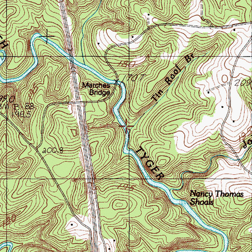 Topographic Map of Tin Roof Branch, SC