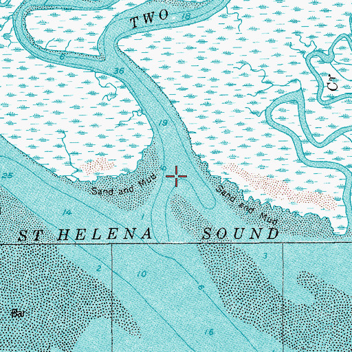 Topographic Map of Two Sisters Creek, SC