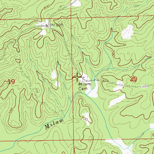 Topographic Map of Milam Cemetery, AL