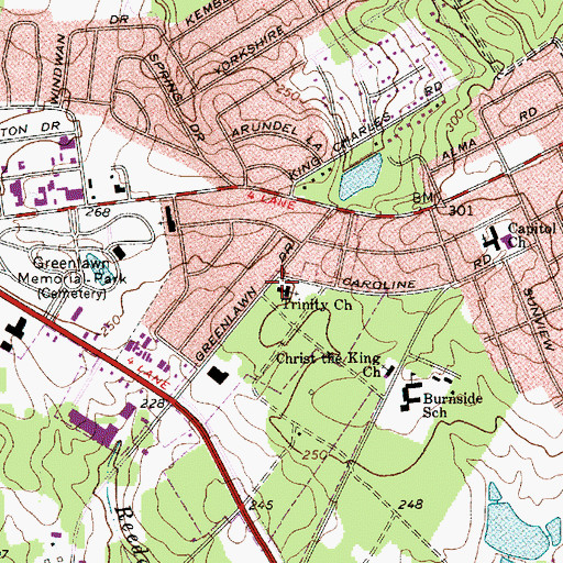 Topographic Map of Trinity Church, SC