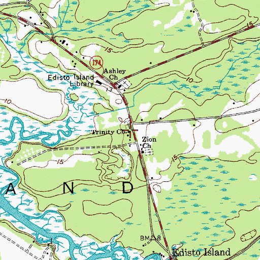 Topographic Map of Trinity Church, SC