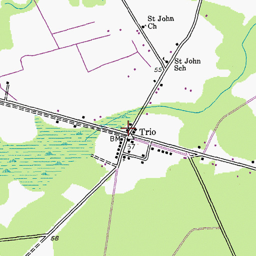 Topographic Map of Trio, SC
